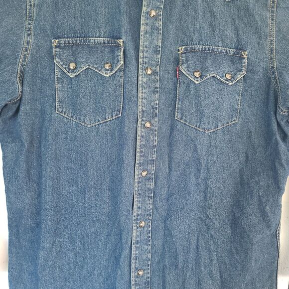 VTG Levi's Red Tab Denim Long Sleeve Button Up Pearl Snap Women Sz Med western - Picture 4 of 16